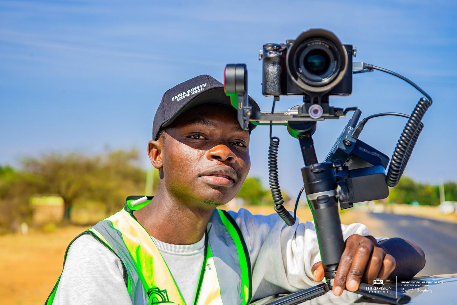 A Third Vision Studios videographer filming on a gimbal rig
