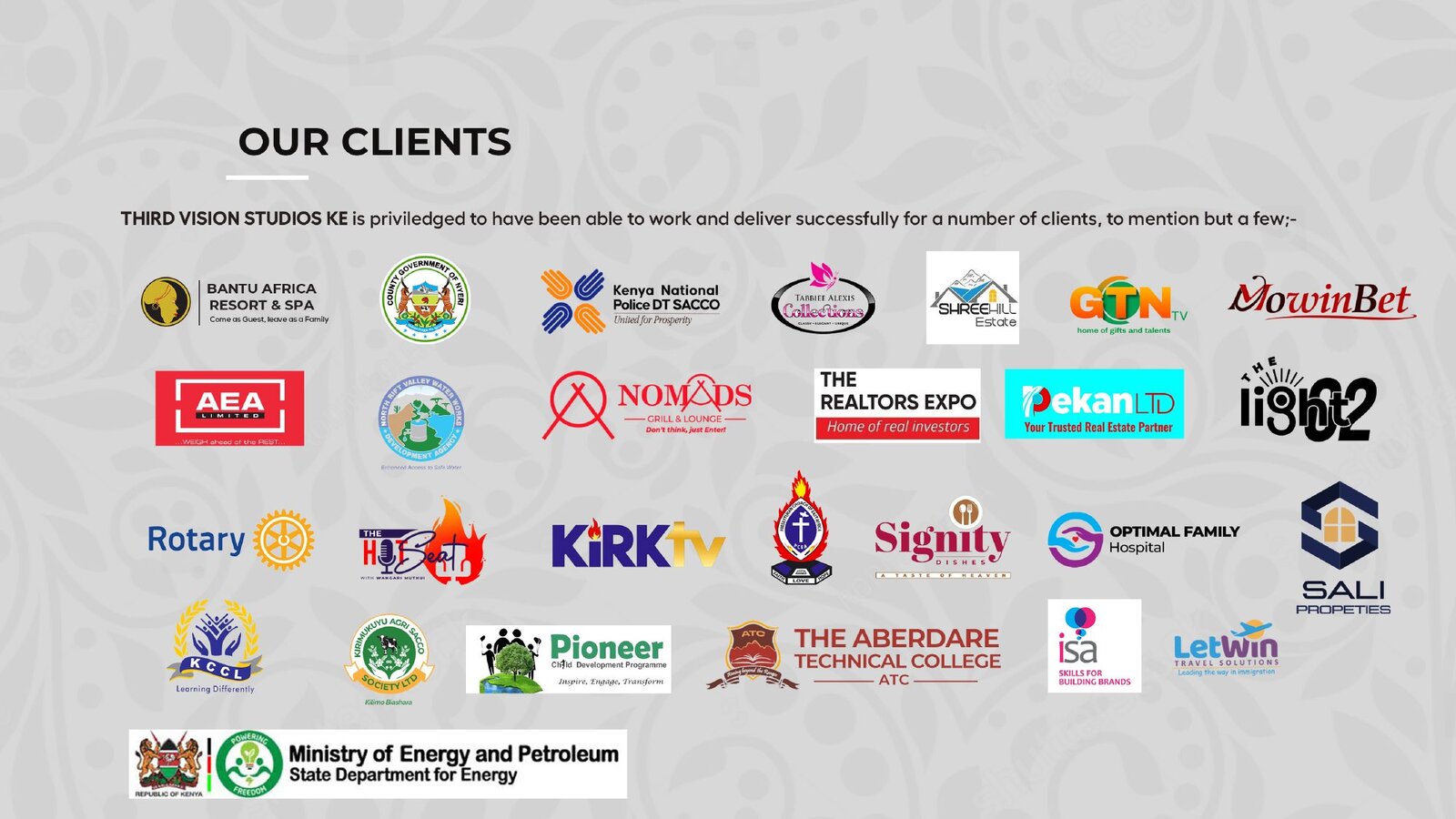 Selected organizations served by Third Vision Studios